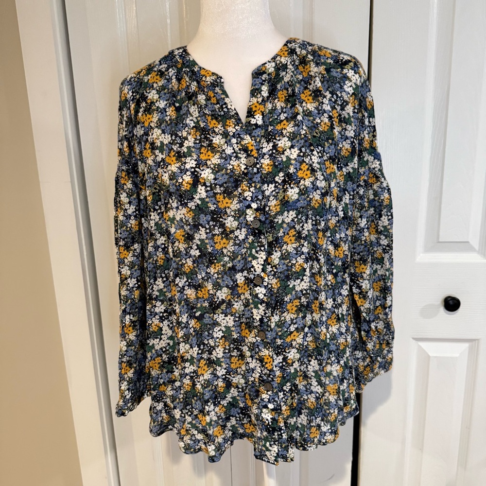 J. Jill, Floral Print Relaxed Fit Women's Blouse, Size M EUC - Picture 6 of 16